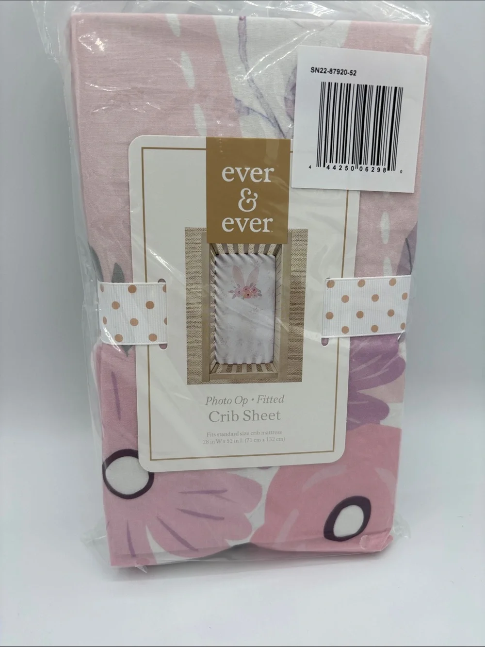Ever & Ever Photo Op Baby Bunny Flower Crown 100% Cotton Fitted Crib Sheet